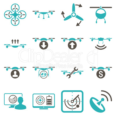 Quadcopter service icon set