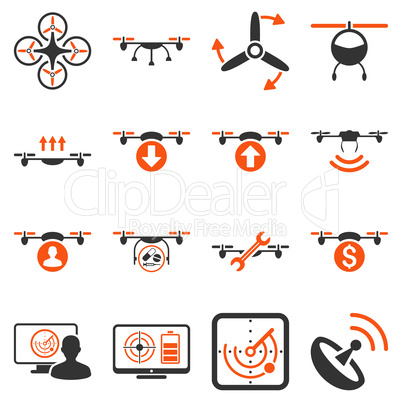 Quadcopter service icon set