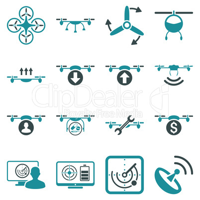 Quadcopter service icon set