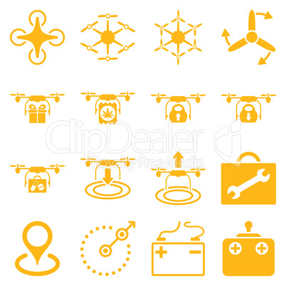 Air copter flat icon set