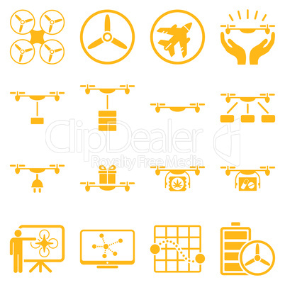 Drone shipment icon set