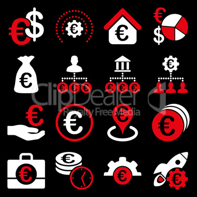 Euro banking business and service tools icons