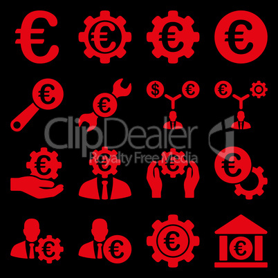 Euro banking business and service tools icons