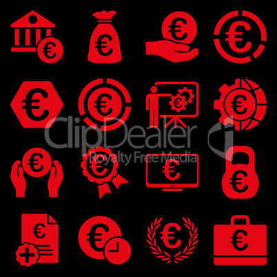 Euro banking business and service tools icons