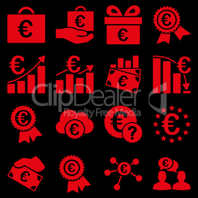 Euro banking business and service tools icons