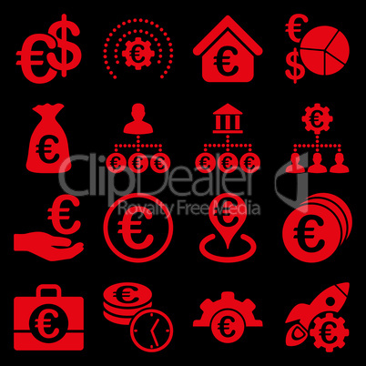 Euro banking business and service tools icons