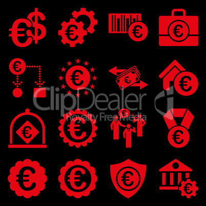 Euro banking business and service tools icons