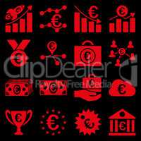 Euro banking business and service tools icons