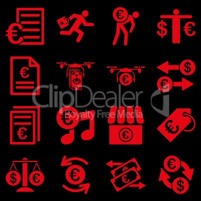 Euro banking business and service tools icons