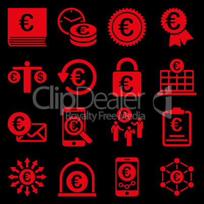 Euro banking business and service tools icons