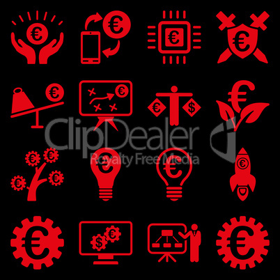 Euro banking business and service tools icons