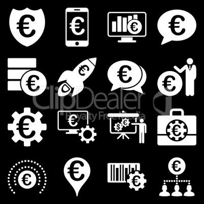 Euro banking business and service tools icons