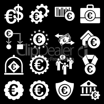 Euro banking business and service tools icons