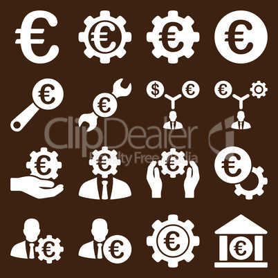 Euro banking business and service tools icons