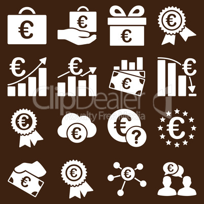 Euro banking business and service tools icons