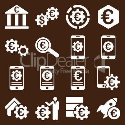 Euro banking business and service tools icons