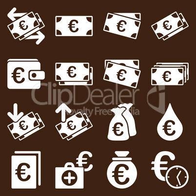 Euro banking business and service tools icons