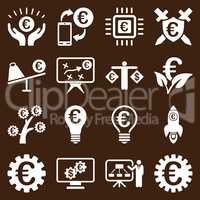 Euro banking business and service tools icons