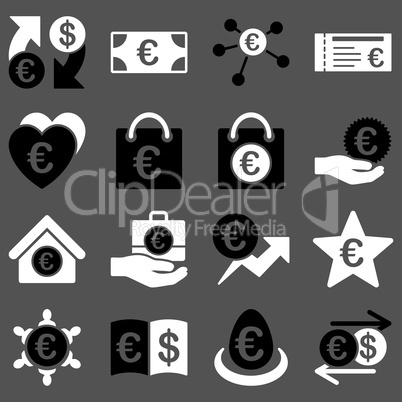 Euro banking business and service tools icons