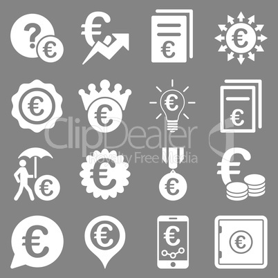 Euro banking business and service tools icons