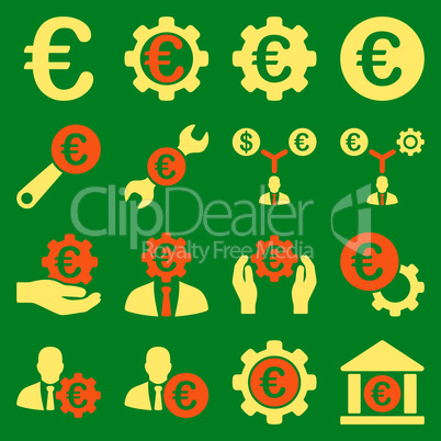 Euro banking business and service tools icons