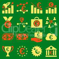 Euro banking business and service tools icons