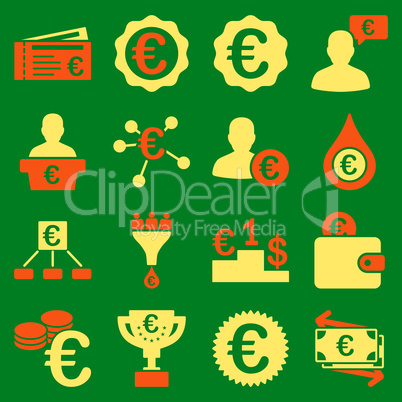 Euro banking business and service tools icons