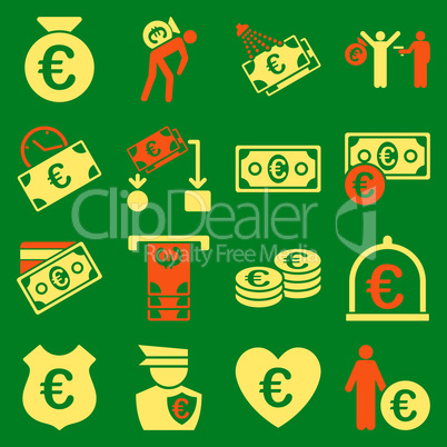 Euro banking business and service tools icons