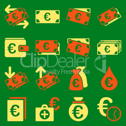 Euro banking business and service tools icons