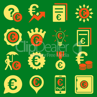 Euro banking business and service tools icons