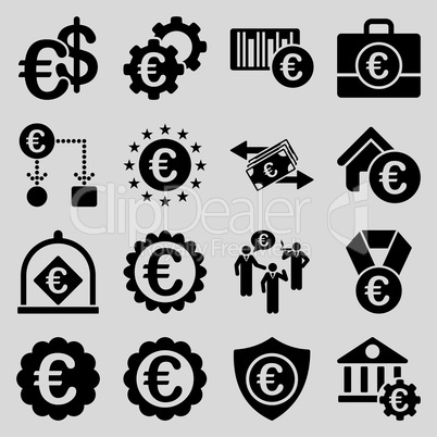 Euro banking business and service tools icons