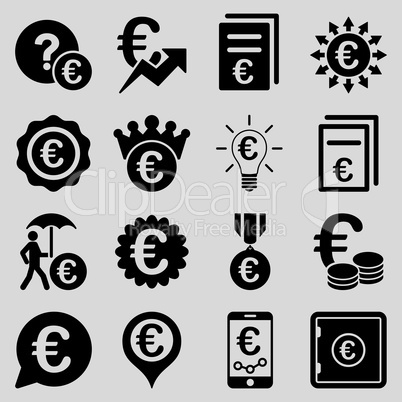 Euro banking business and service tools icons