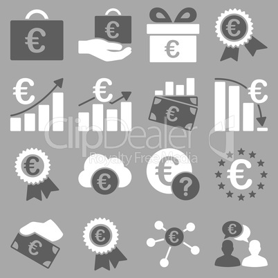 Euro banking business and service tools icons