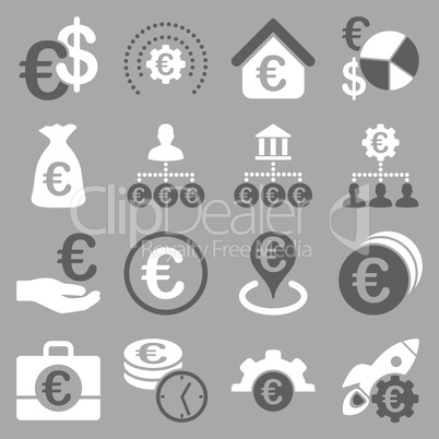 Euro banking business and service tools icons