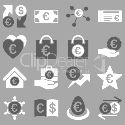 Euro banking business and service tools icons