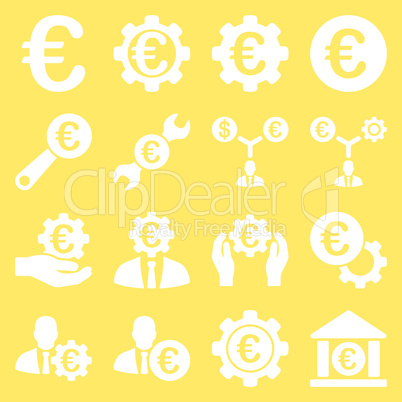 Euro banking business and service tools icons