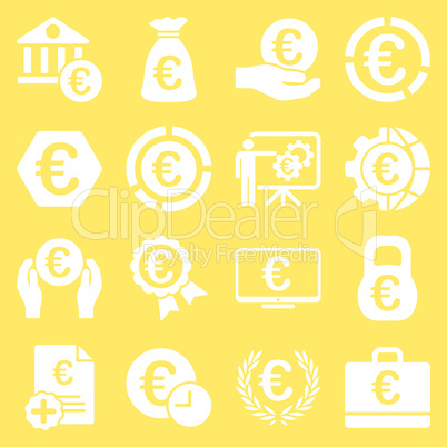 Euro banking business and service tools icons