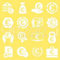 Euro banking business and service tools icons