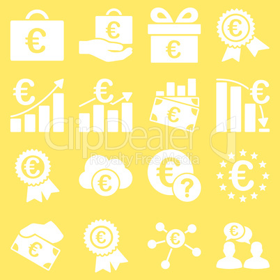 Euro banking business and service tools icons