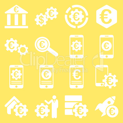 Euro banking business and service tools icons