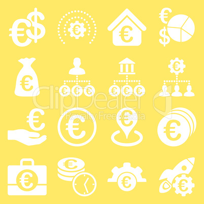 Euro banking business and service tools icons