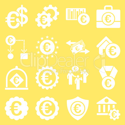 Euro banking business and service tools icons