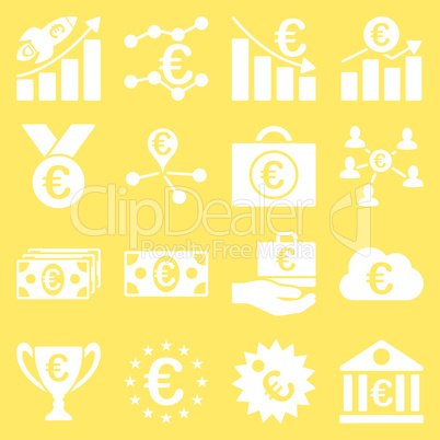 Euro banking business and service tools icons