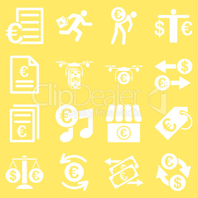 Euro banking business and service tools icons