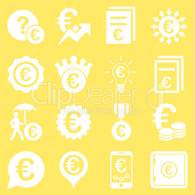 Euro banking business and service tools icons