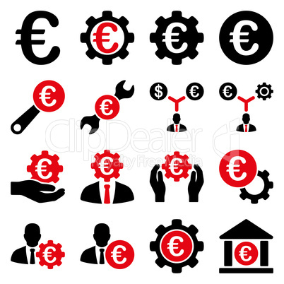 Euro banking business and service tools icons