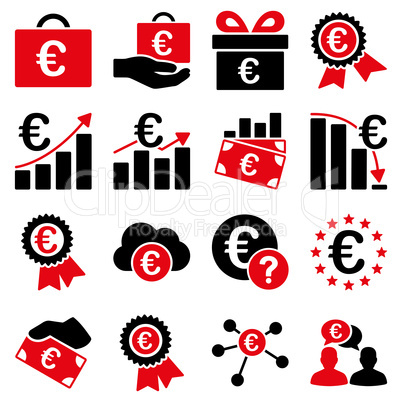 Euro banking business and service tools icons