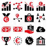 Euro banking business and service tools icons