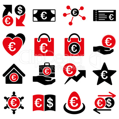 Euro banking business and service tools icons