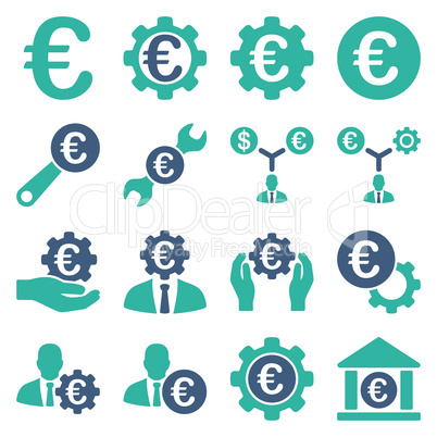 Euro banking business and service tools icons